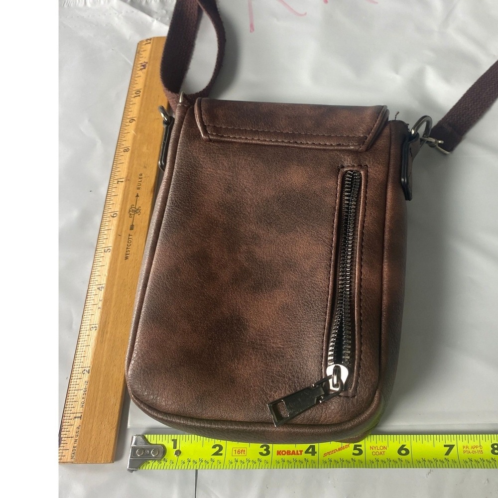 POLUOYA Brown Crossbody Phone Bag Mini Shoulder Purse Wallet Travel Pouch